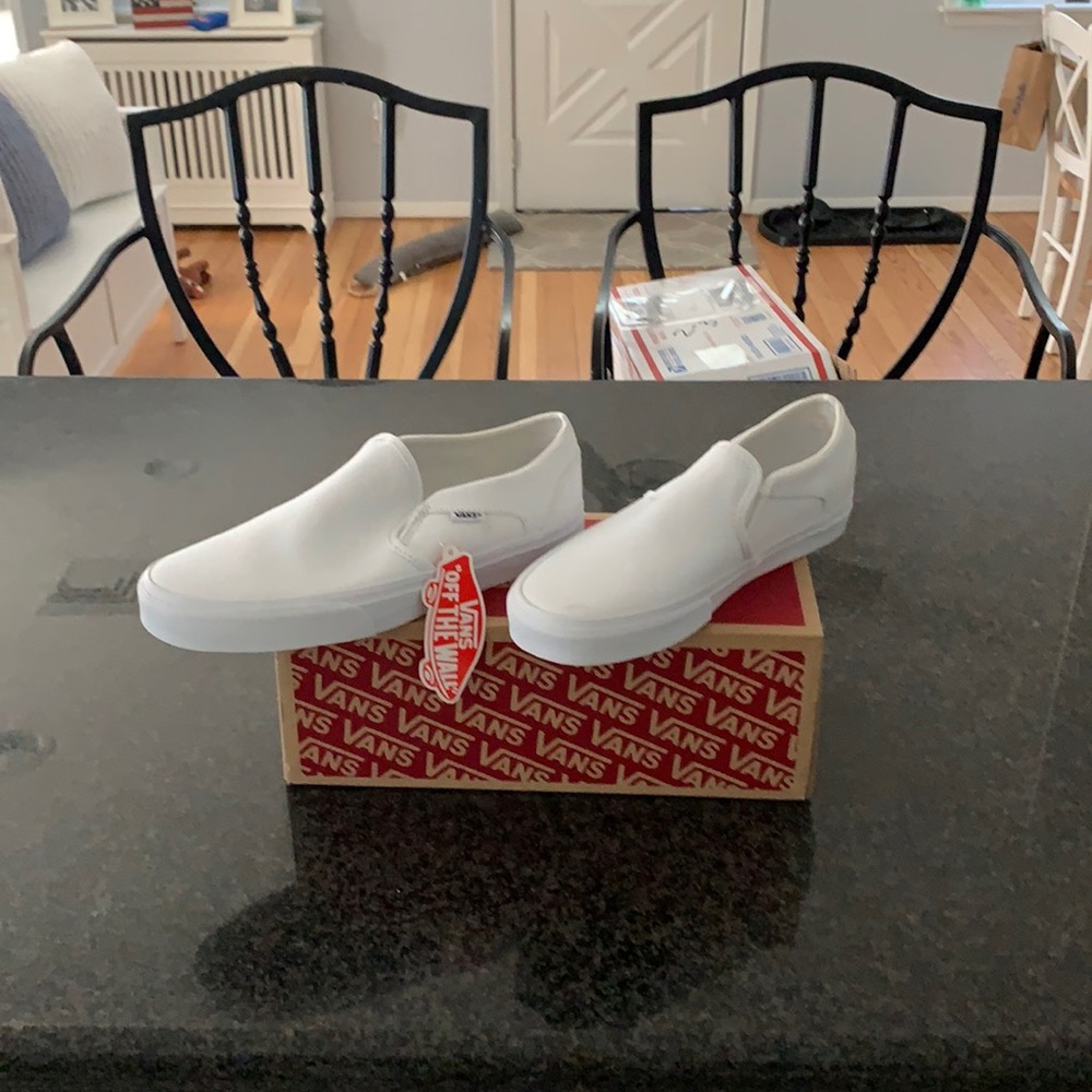 Brand new white vans Size 9 slip on